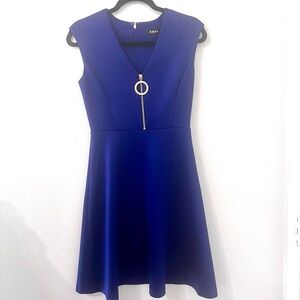 DKNY Blue purpleish Dress with Gold Zipper 2